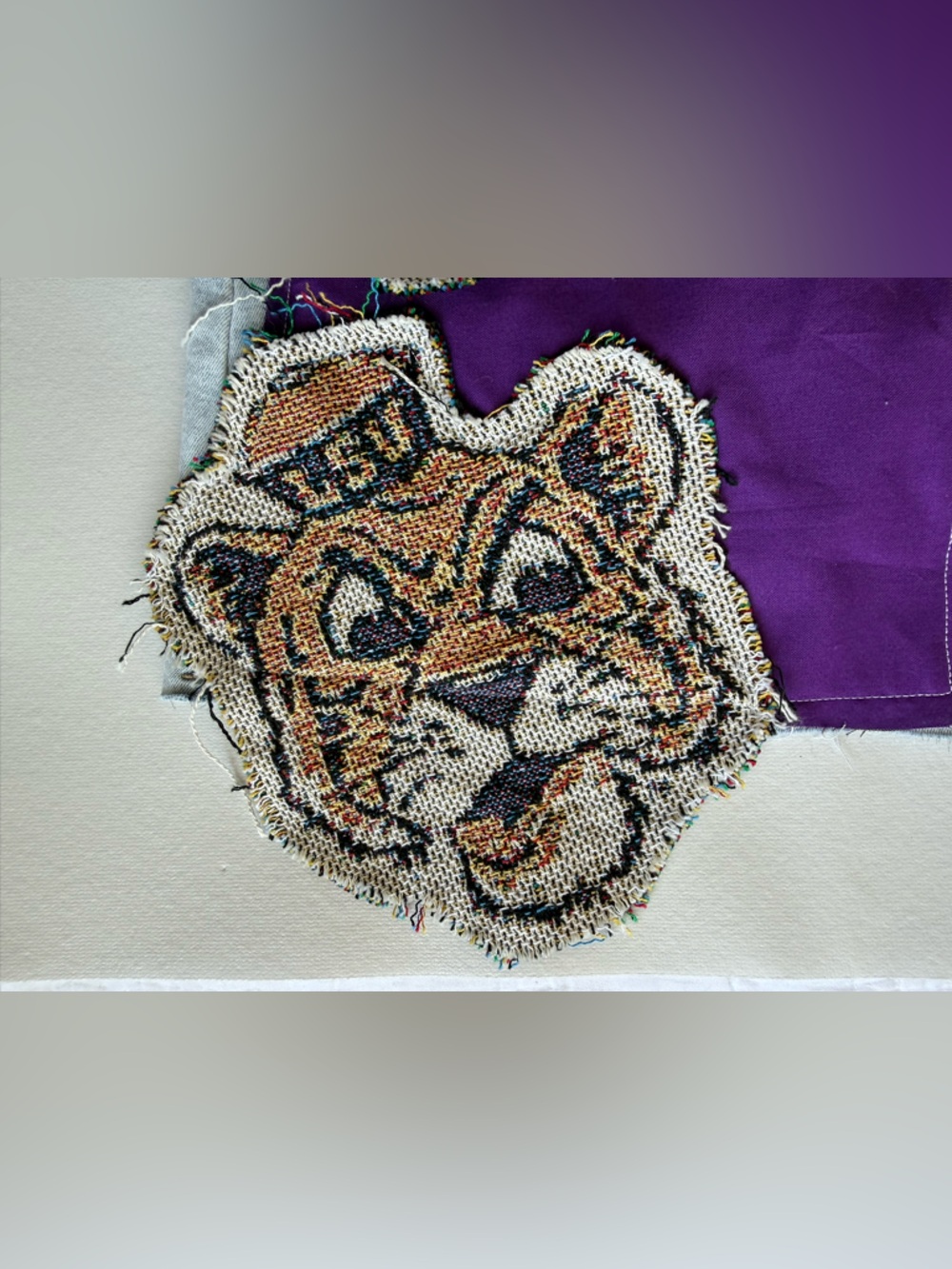 Handmade LSU Tigers Patchwork Game-day Denim Mini Skirt School Spirit Size 26 - Picture 5 of 6
